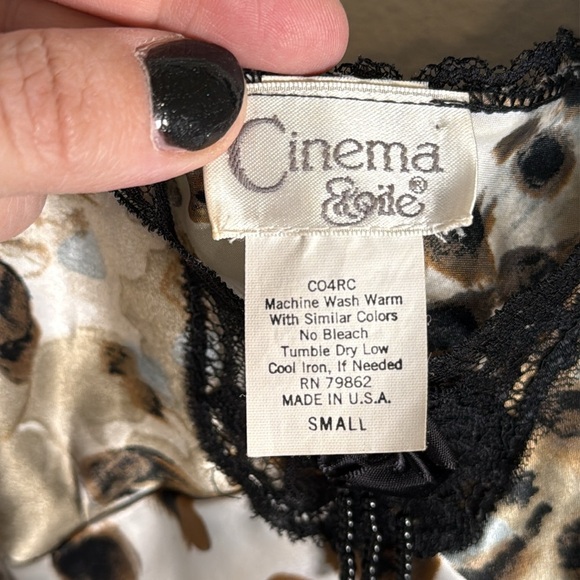 Vintage Cinema Etoile Leopard Print Satin Nightgown Size Small - Picture 2 of 7